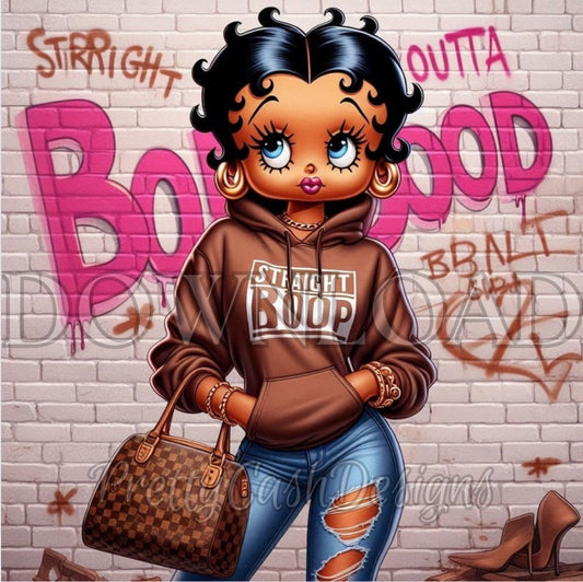 “Straight Outta Boop”  hood Boop png, Sublimation 300DPI High resolution Etsy bestseller Pinterest Trending