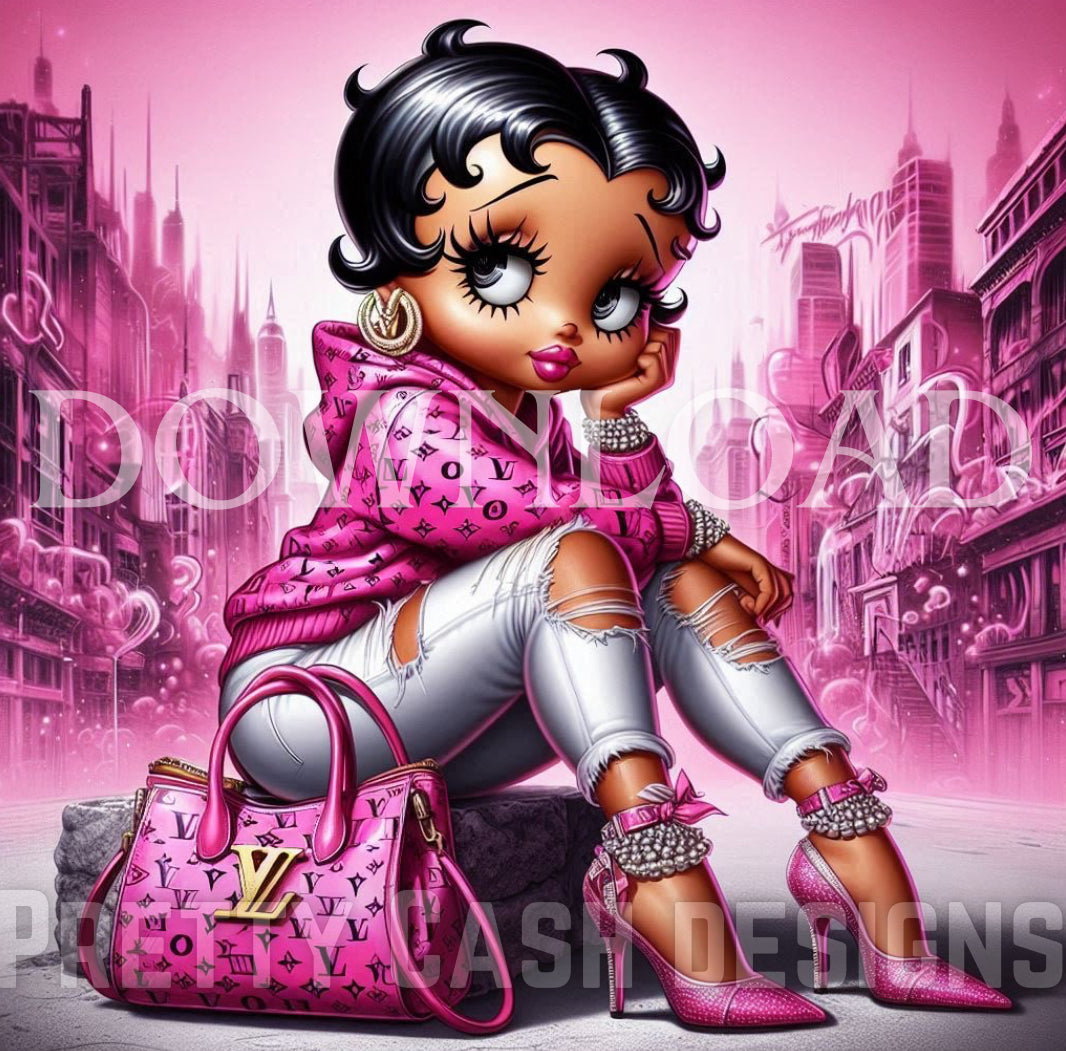 Boujee Boop Doll in hot pink Paris designer outfit Classy image 300DPI High resolution Etsy bestseller Pinterest Trending