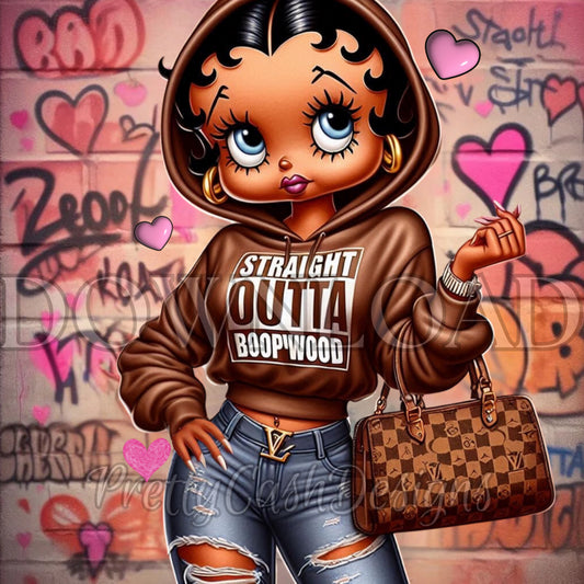 “Straight Outta BoopWood”  Hoodie Boop png, Sublimation 300DPI High resolution Etsy bestseller Pinterest Trending