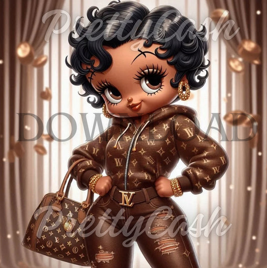 Boujee Boop Doll in brown designer outfit Classy image 300DPI High resolution Etsy bestseller Pinterest Trending