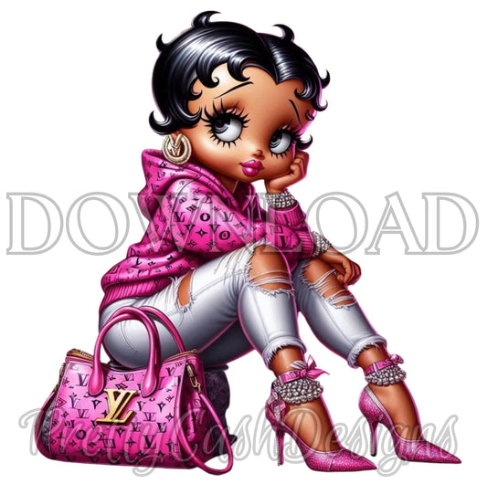 Boujee Boop Doll in hot pink Paris designer outfit Classy image 300DPI High resolution Etsy bestseller Pinterest Trending